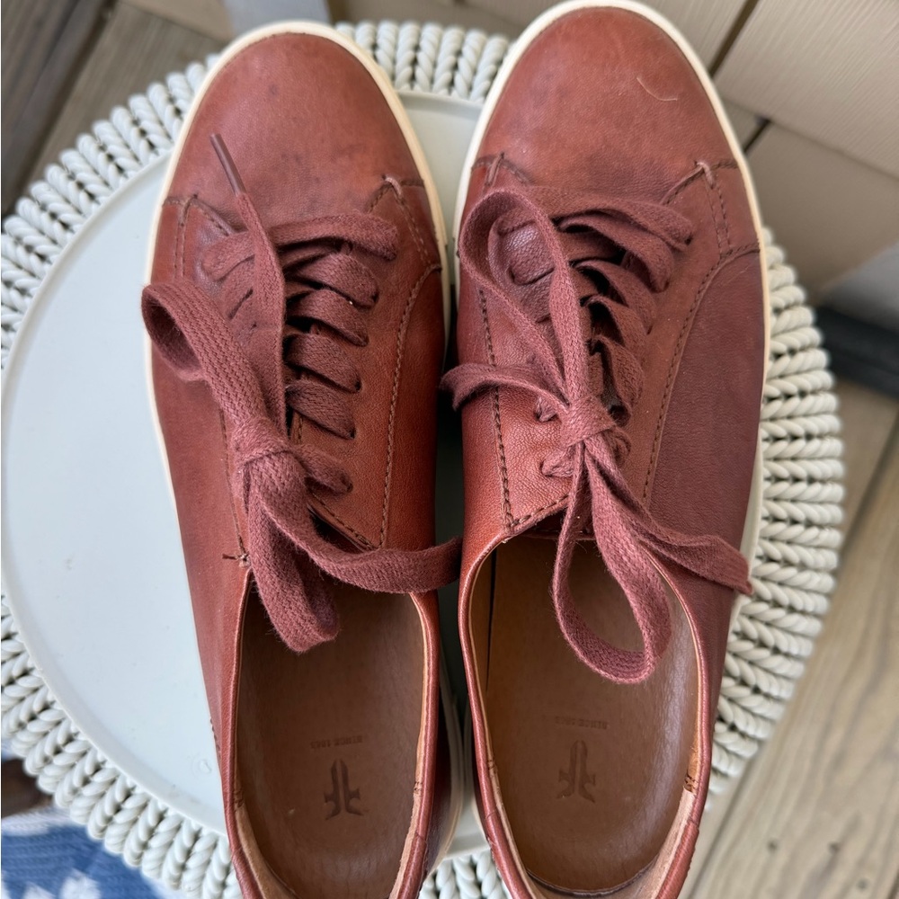 Frye leather sneakers size 7.5M Cognac